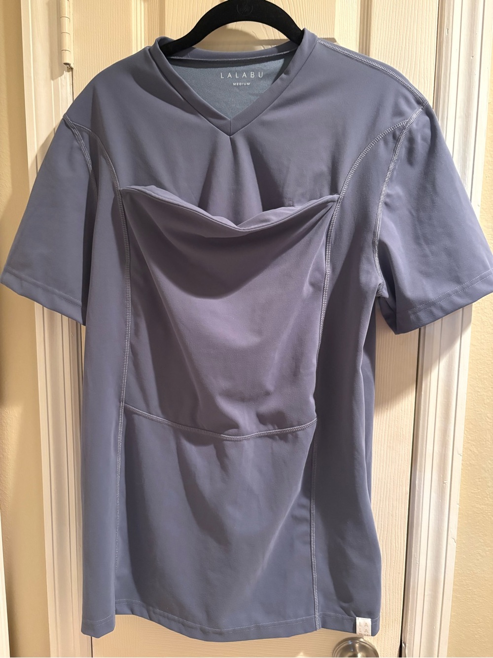 Lalabu Women’s Short Sleeve V-Neck Soothe Shirt Slate Blue
